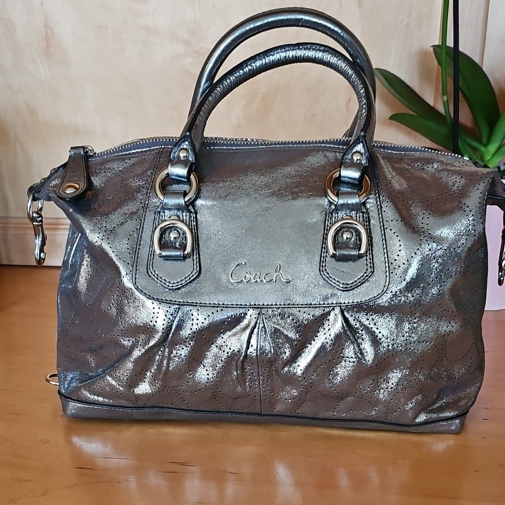 Coach Shimmering Silver Satchel